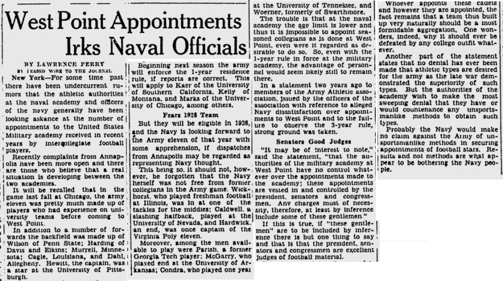 ArmyFB_1927_Eligibility_MilwaukeeJournal_Jan211927