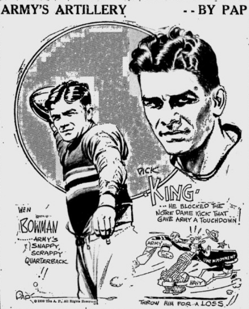 ArmyFB_1930_WenBowman-DickKing_PrescottEveningCourier_Dec111930