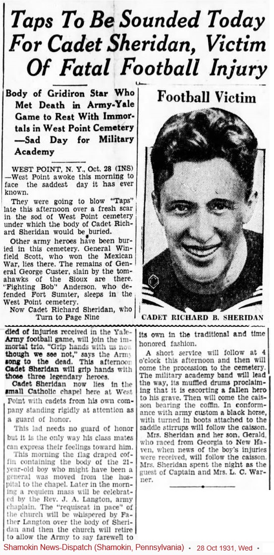 armyfb_1931_sheridandeath1_shamokinnews-dispatch_oct281931