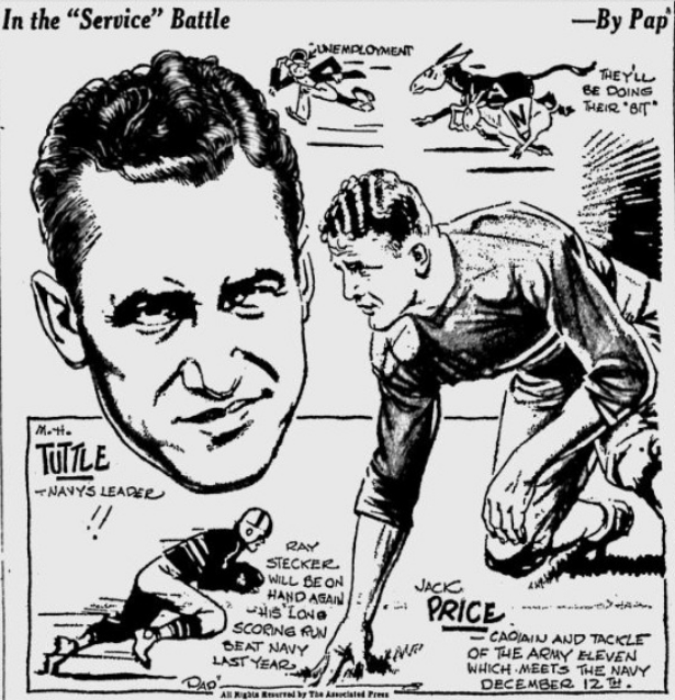 ArmyFB_1931_vsNavy-JackPrice-RayStecker_byPap_SpokaneDailyChronicle_Dec51931