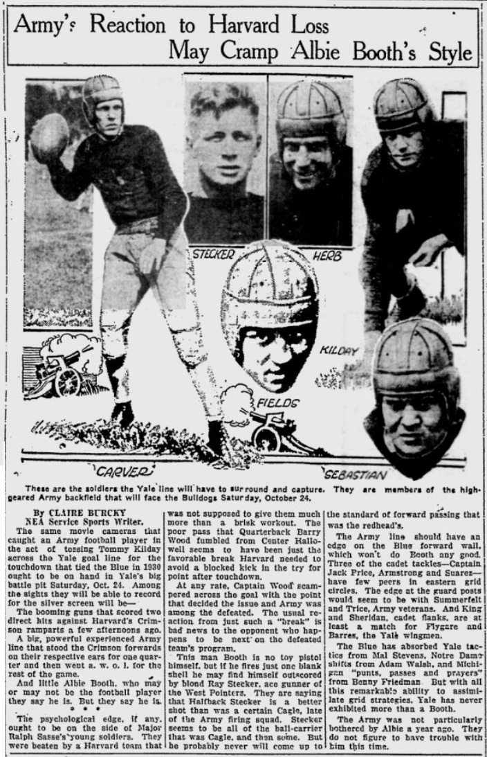 ArmyFB_1931_vsYale_stars_TelegraphHerald-TimesJournal_Oct211931