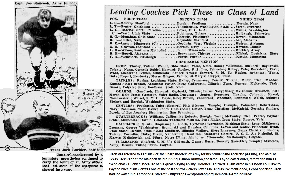 armyfb_1934_jackbuckler-joestancook_apall-america34_toledonewsbee_nov271934