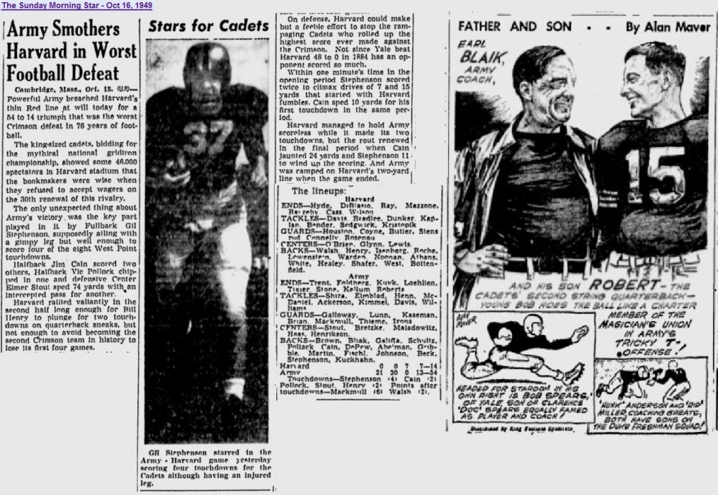 ArmyFB_1949_vsHarvard_SundayMorningStar_Oct161949