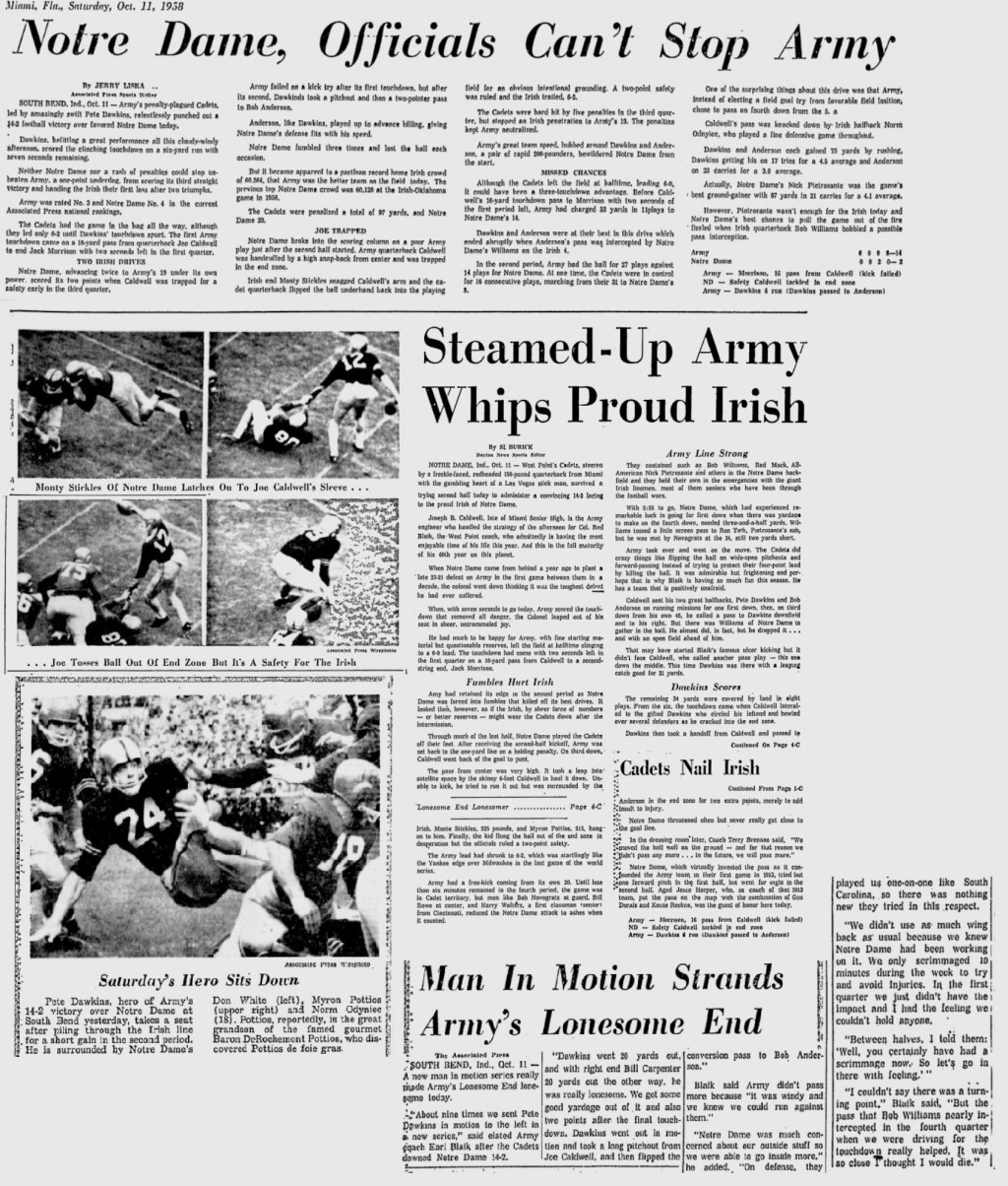 ArmyFB_1958_vsNotreDame_MiamiNews_Oct121958