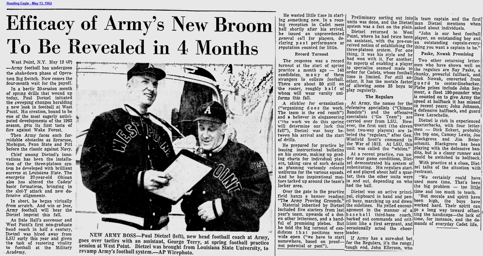 ArmyFB_1962_Dietzel-program_ReadingEagle_May131962