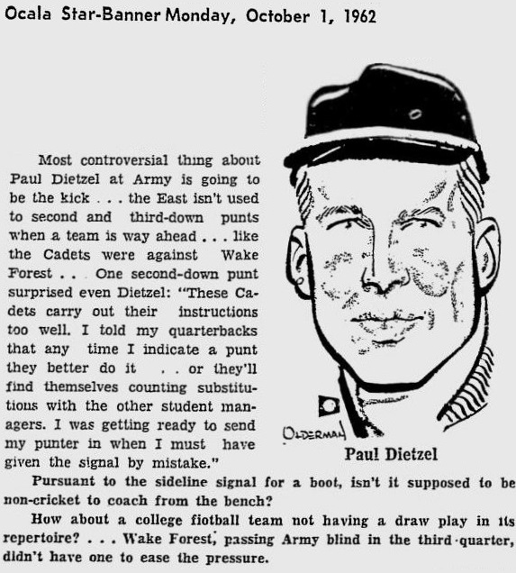 ArmyFB_1962_PaulDietzel_byMurrayOlderman_OcalaStarBanner_Oct11962