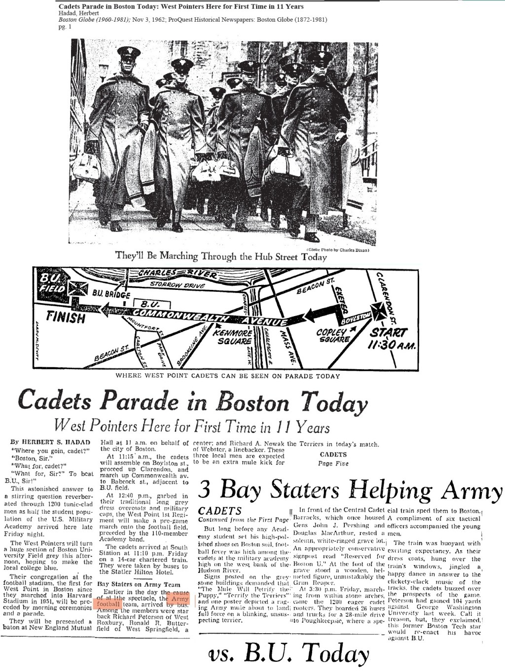 ArmyFB_1962_vsBU-BeantownParade_BostonGlobe_Nov31962