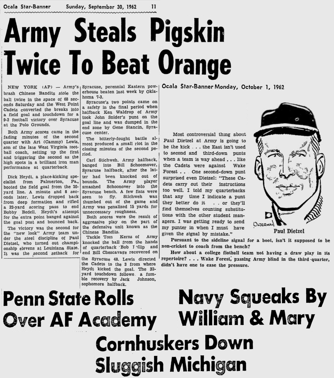 ArmyFB_1962_vsSyracuse_OcalaStarBanner_Sep301962