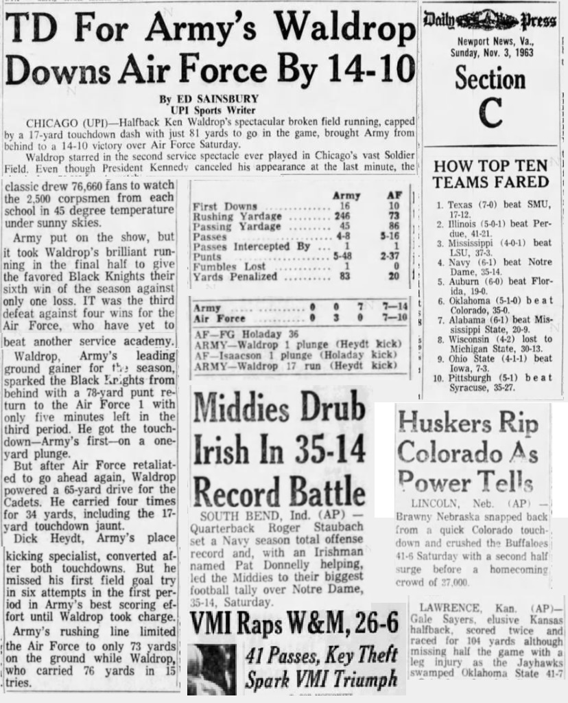 ArmyFB_1963_vsAirForce_DailyPress_Nov31963