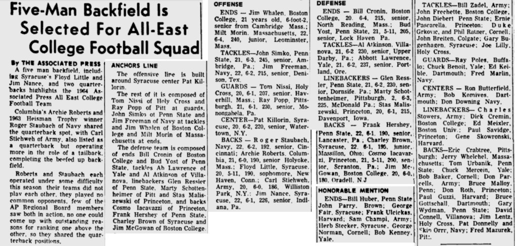 ArmyFB_1964_All-East_GettysburgTimes_Nov301964