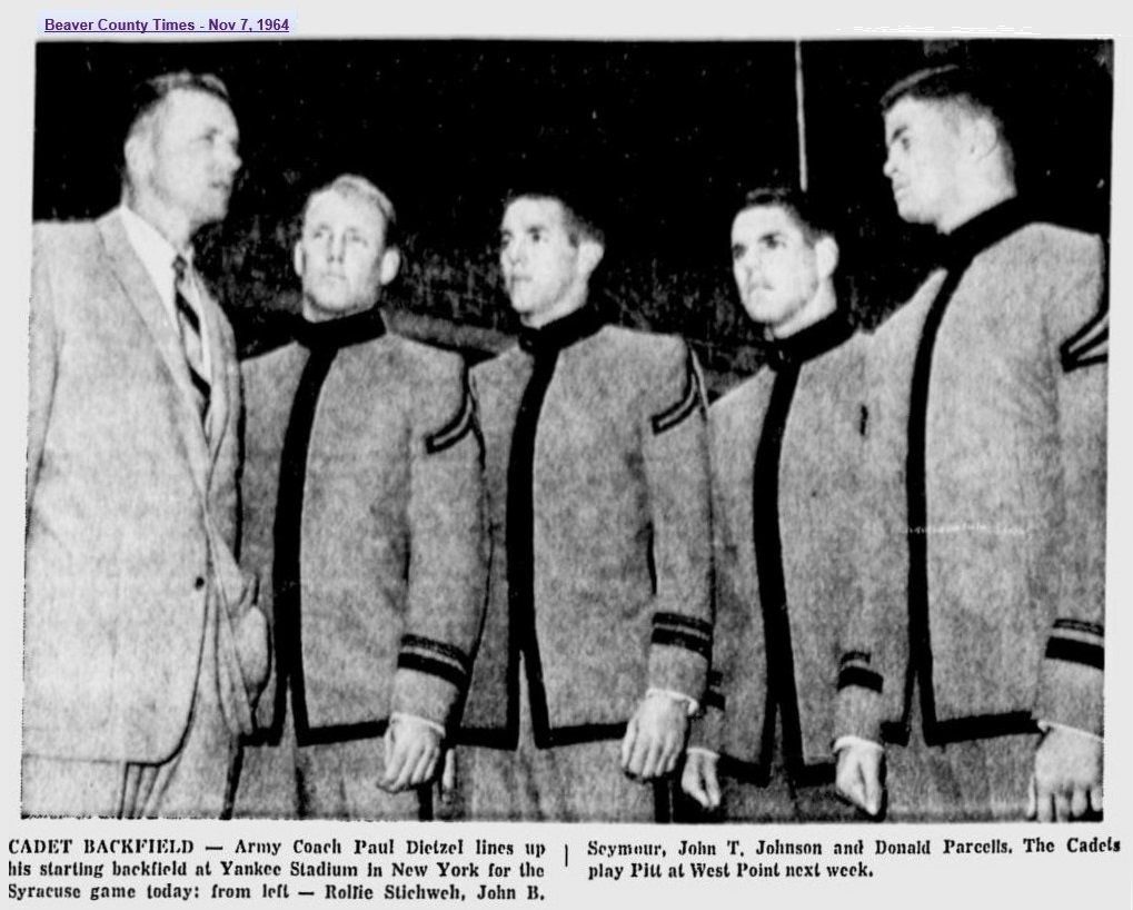 ArmyFB_1964_Dietzel-Stichweh-Seymour-Johnson-Parcells_NewsDispatch_Nov71964