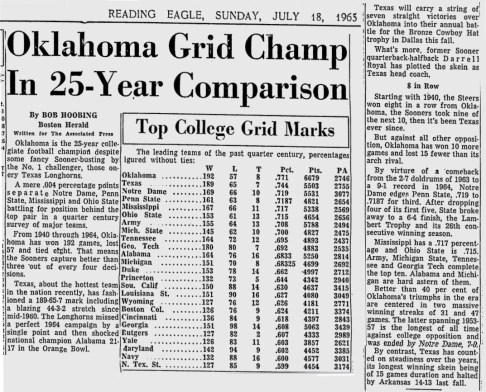 ArmyFB_1965_7th-Place_25YearComparison_ReadingEagle_Jul181965