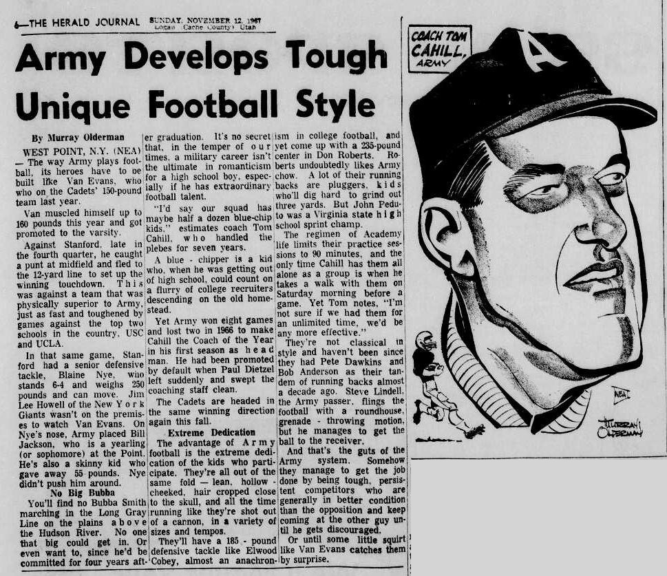 ArmyFB_1967_UniqueStyle_Cahill_byMurrayOlderman_12Nov1967