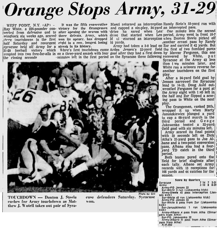 armyfb_1970_vssyracuse_newburgheveningnews_nov91970