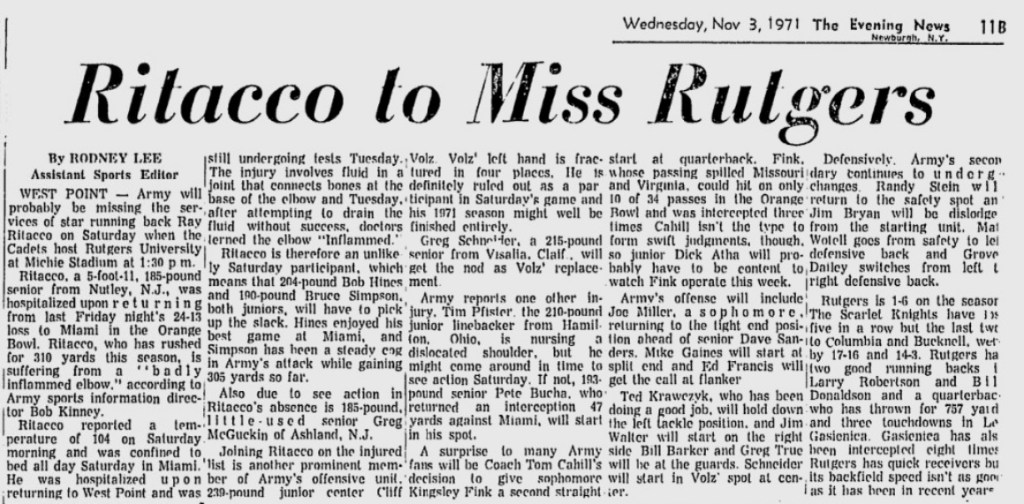ArmyFB_1971_Ritacco_EveningNews_Nov31971