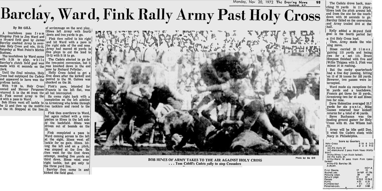 armyfb_1972_vsholycross_eveningnews_nov201972