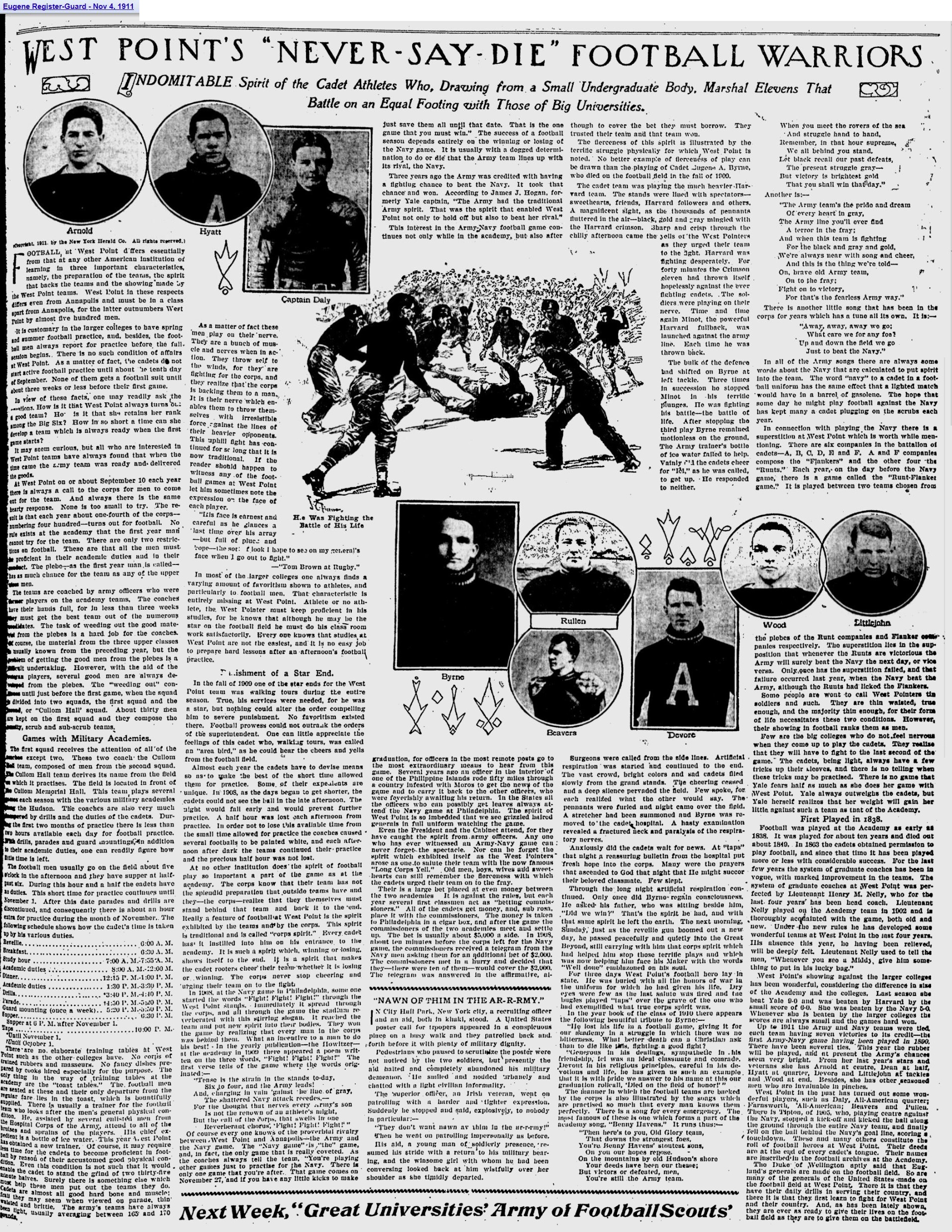ArmyFB_1911_NeverSayDie_EugeneRegisterGuard_Nov41911