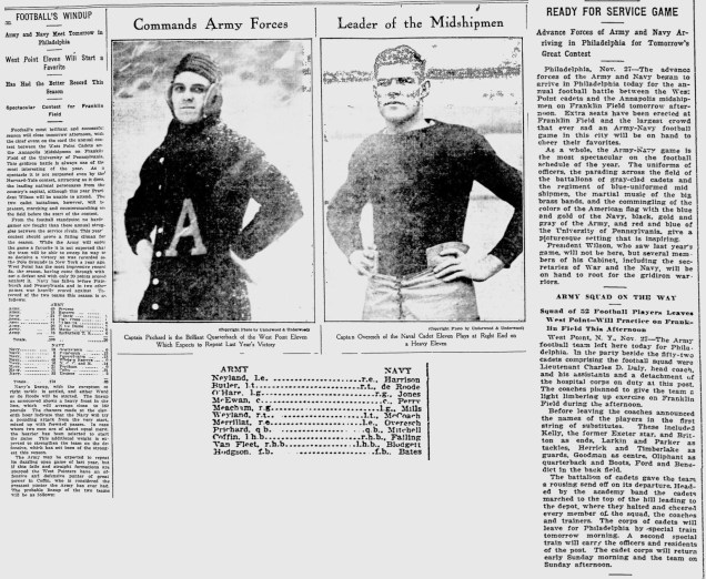 ArmyFB_1914_vsNavy-pre-CptPrichard_BostonEveningTranscript_Nov271914