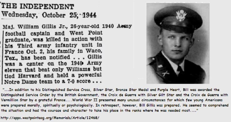ArmyFB_1941_MAJWilliamGillis_KIA_EveningIndependent_Oct251944