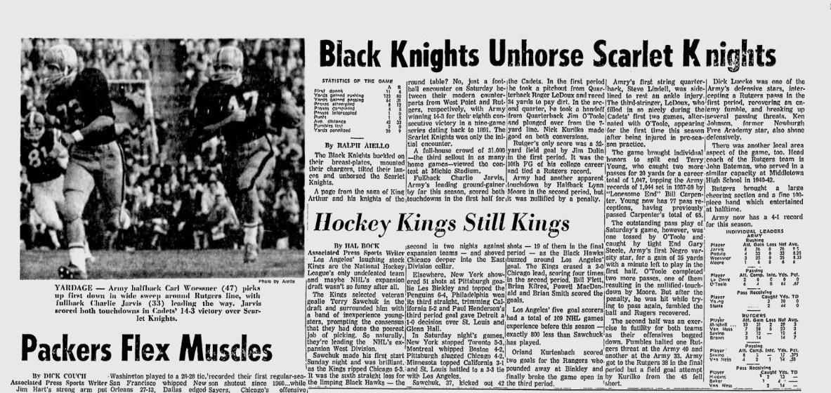 ArmyFB_1967_vsRutgers_CharlieJarvis-CarlWoessner_NewburghEveningNews_Oct231967