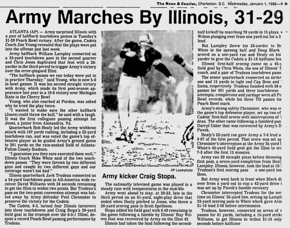 ArmyFB_1985_PeachBowlvsIll_NewsandCourier_Jan11986