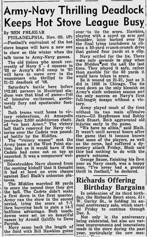 armyfb_1948_vsnavy_prescotteveningcourier_nov291948