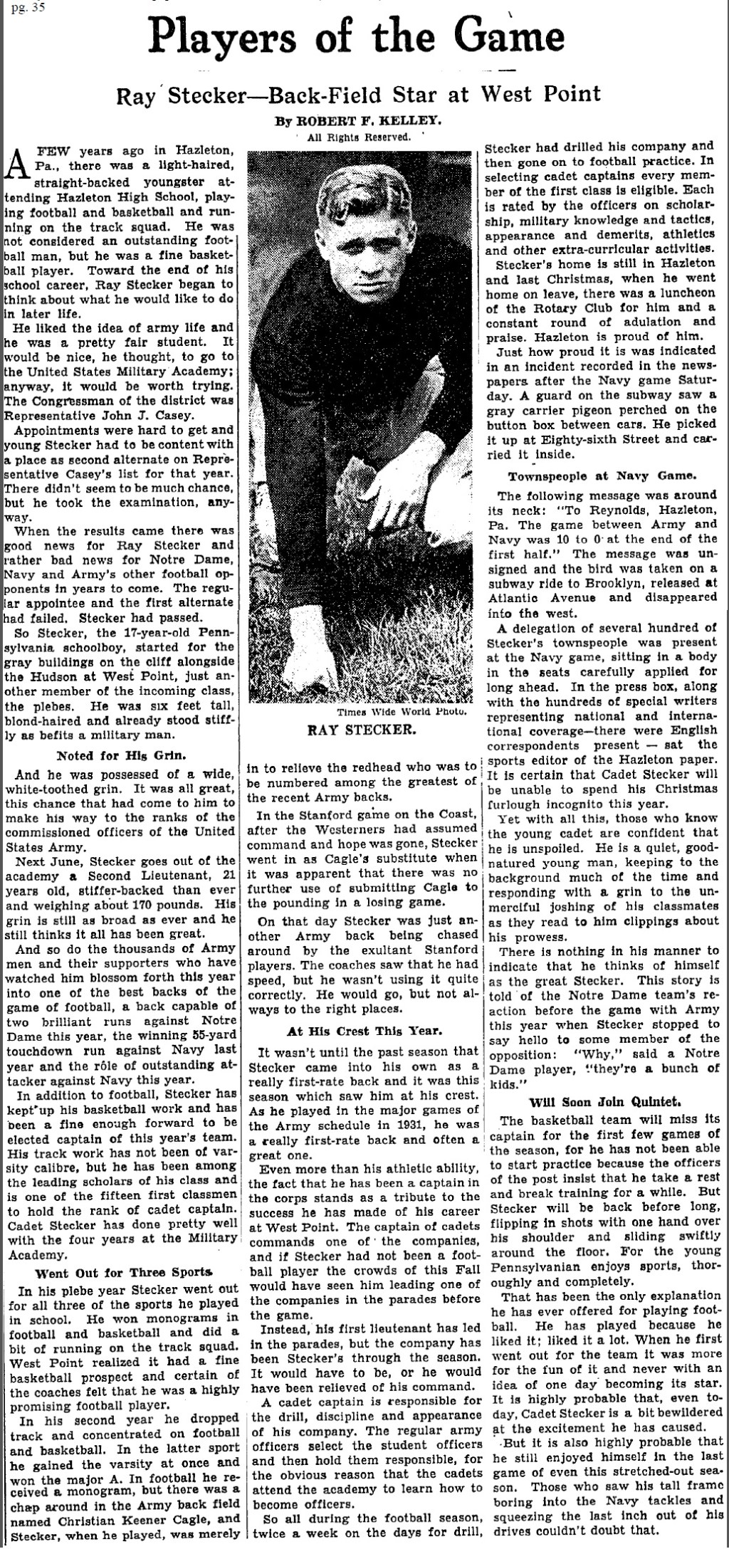 ArmyFB_1931_RayStecker_NYT_Dec151931