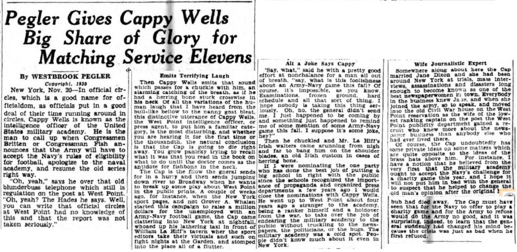 ArmyFB_1930_CappyWells-PAO_by WestbrookPegler_BuffaloCourierExpress_Nov211930