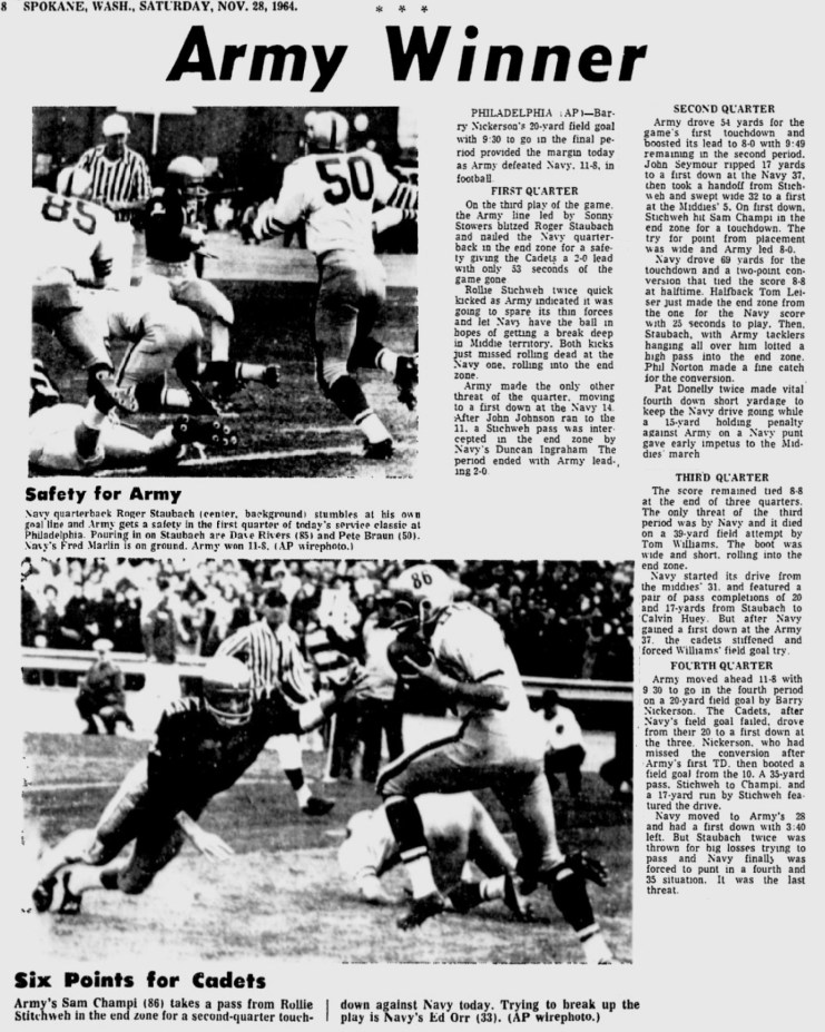 ArmyFB_1964_vsNavy_SpokaneDailyChronicle_Nov281964