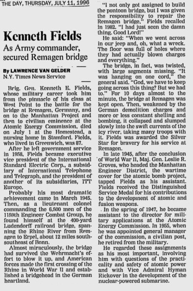 KennethEFields_USMA1933_obit_TheDay_Jul111996