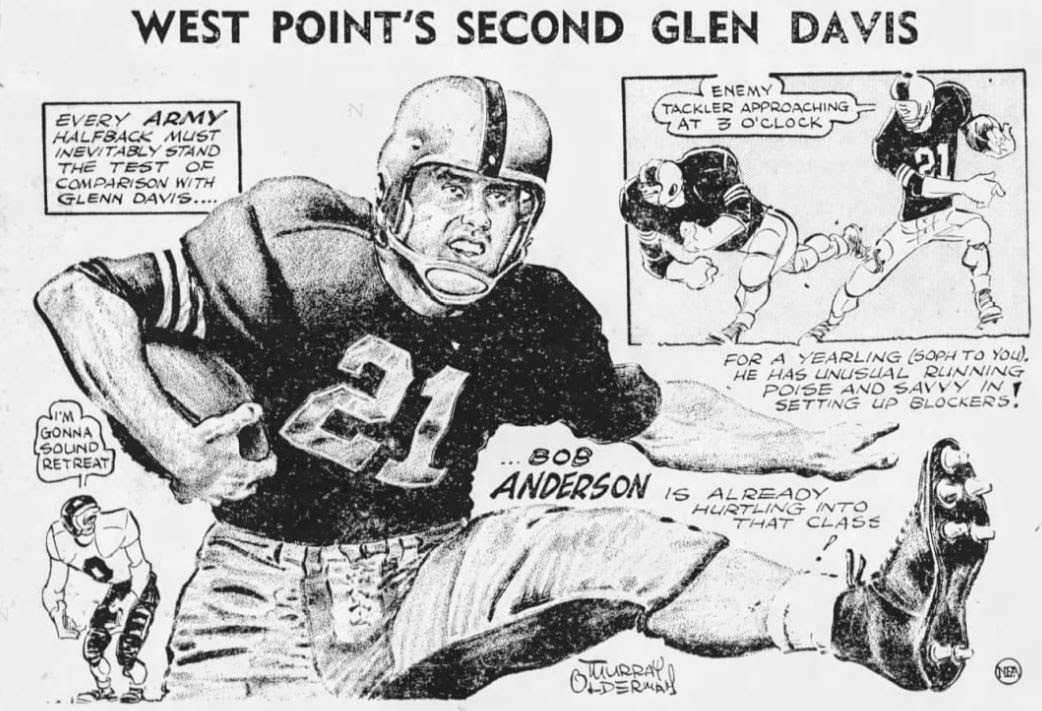 This image has an empty alt attribute; its file name is armyfb_1957_bob-anderson_by-murray-olderman_casper-morning-star_wy_nov21957p26-2.jpg
