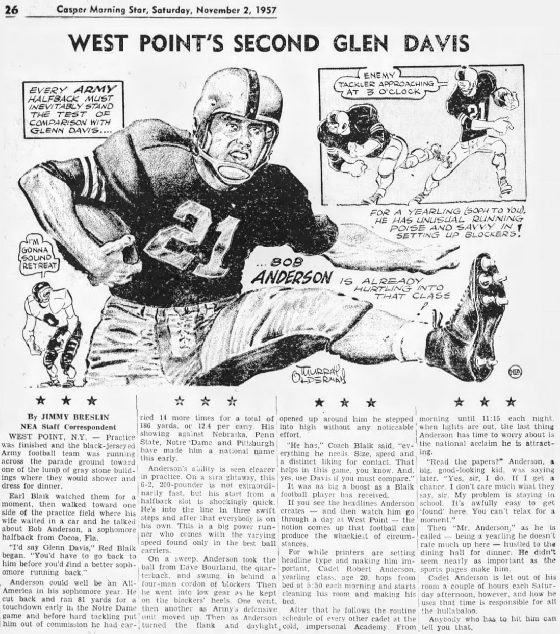 This image has an empty alt attribute; its file name is armyfb_1957_bob-anderson_by-murray-olderman_jimmy-breslin-article_casper-morning-star_wy_nov21957p26.jpg