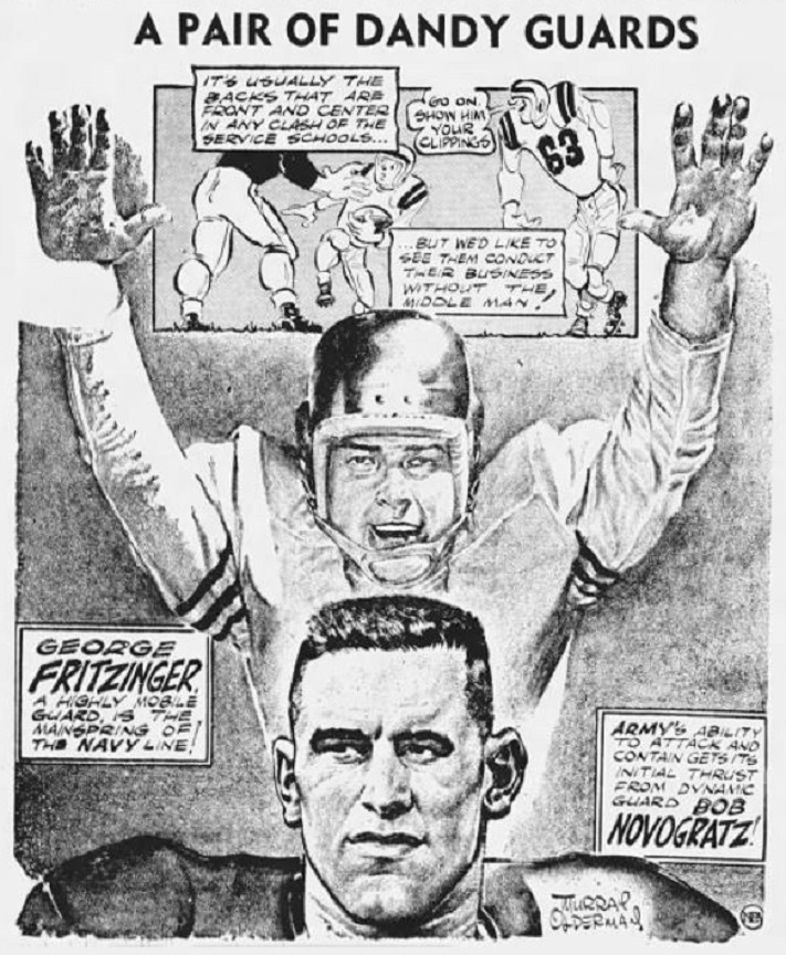 This image has an empty alt attribute; its file name is armyfb_1958_bob-novogratz_george-fritzinger-navy_bymurray-olderman_casper-morning-star-wy_nov201958p24.jpg