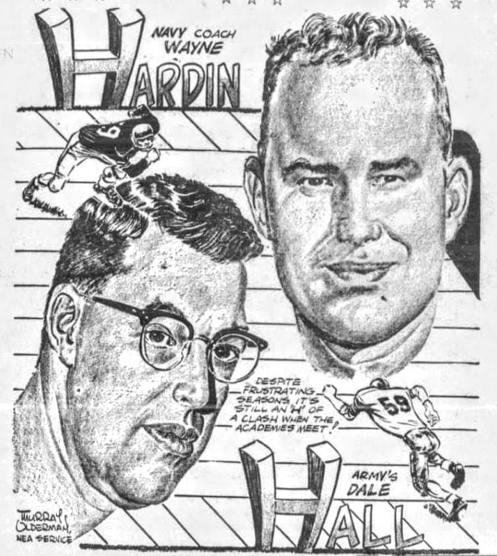 This image has an empty alt attribute; its file name is armyfb_1959_vsnavy_coaches-dale-hall-and_wayne-hardin_bymurray-olderman_casper-morning-star-wy_nov281959p29.jpg